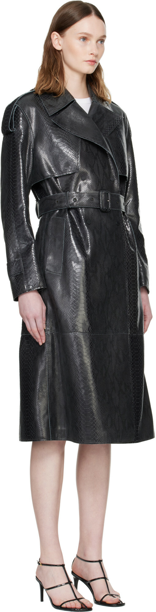 MACKAGE Black CARMELA-SNK Snake Pattern Leather Coat