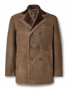 Eleventy - Double-Breasted Shearling Overcoat - Brown