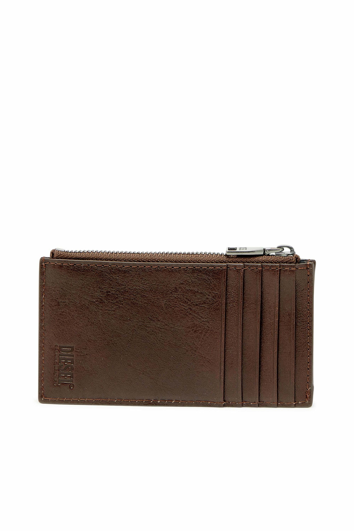 Diesel Leather card holder with zip closure - Card cases Mens in Brown