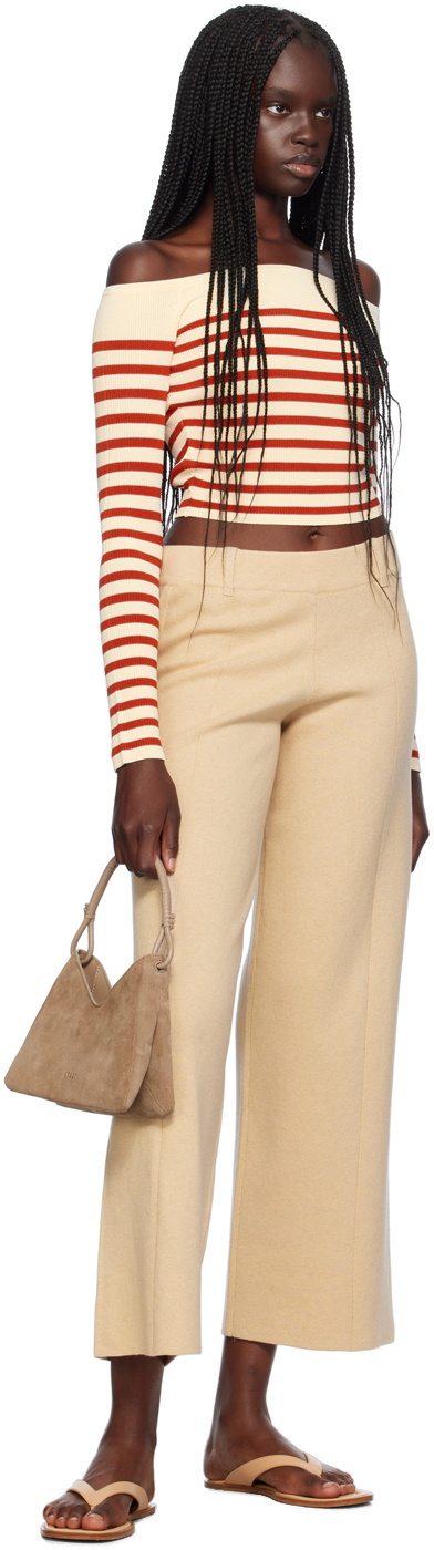 Staud Off-White & Red Float Long Sleeve T-Shirt