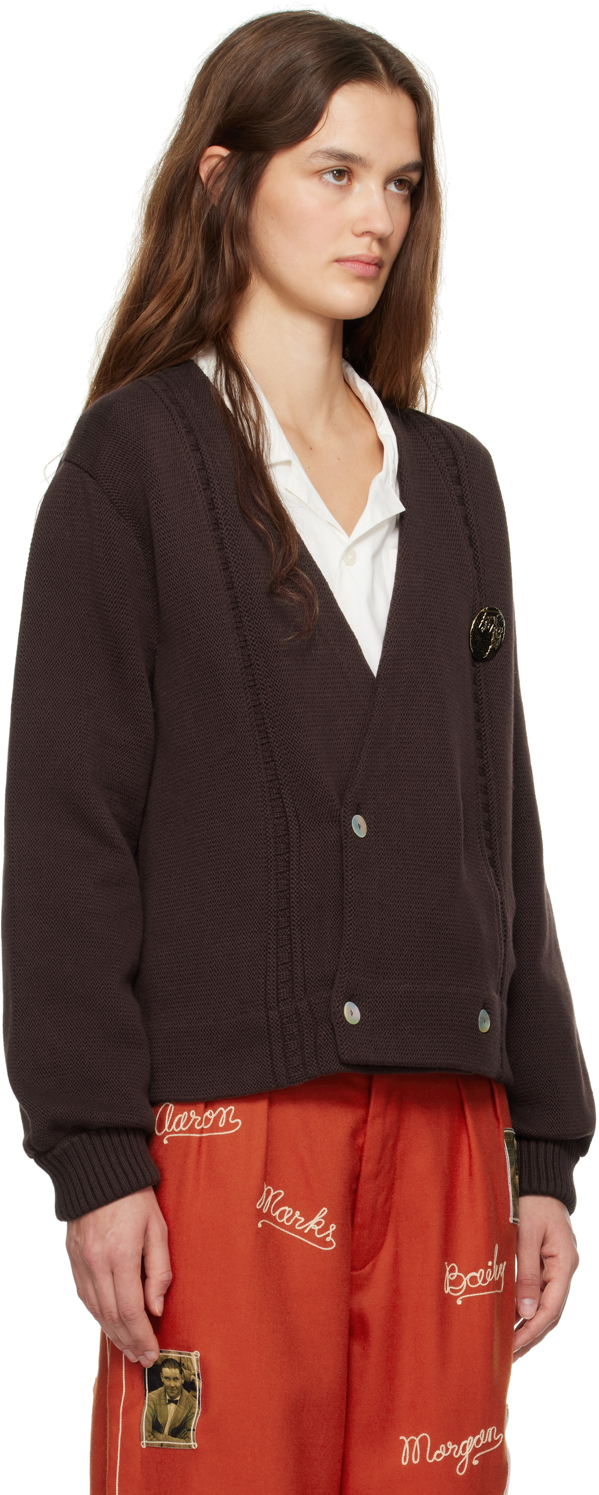 Bode Brown Double-Breasted Cardigan
