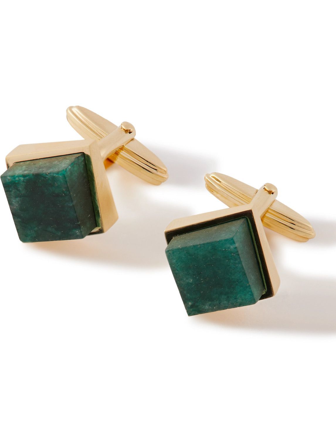 Lanvin - Gold-Plated Aventurine Cufflinks Lanvin