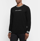 Dolce & Gabbana - Slim-Fit Contrast-Tipped Logo-Embroidered Virgin Wool Sweater - Black