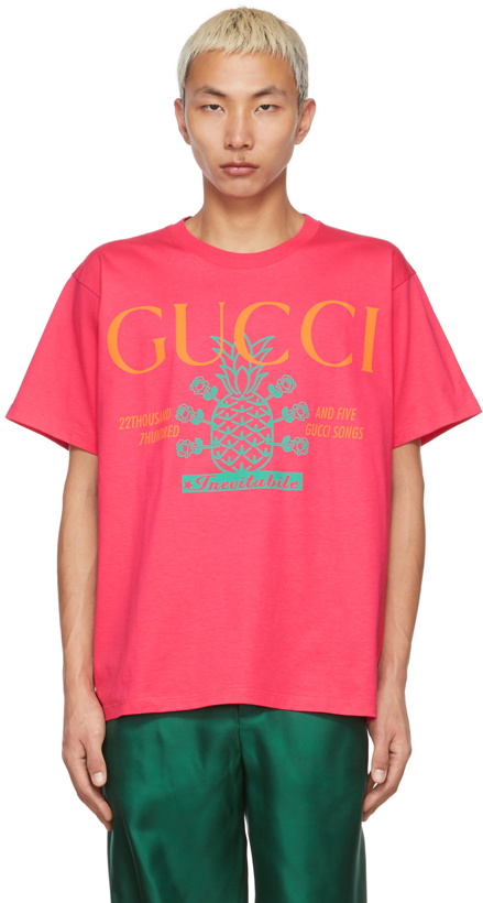 Photo: Gucci Pink Musixmatch Edition '22,705' Pineapple T-Shirt