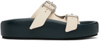 MM6 Maison Margiela Navy & Off-White Pin-Buckle Sandals