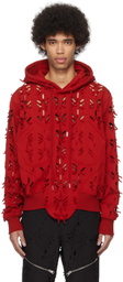 Juntae Kim Red Slashed Hoodie