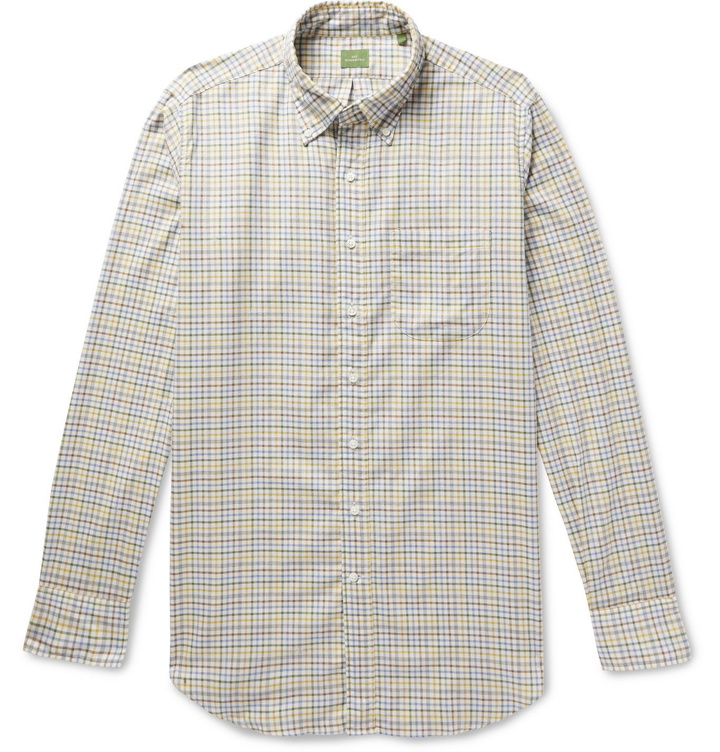 Photo: Sid Mashburn - Button-Down Collar Checked Cotton-Twill Shirt - Yellow