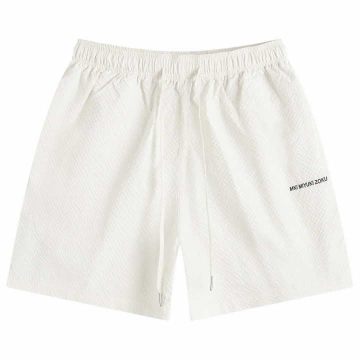 Photo: MKI Men's Seersucker Drawstring Shorts in Off White