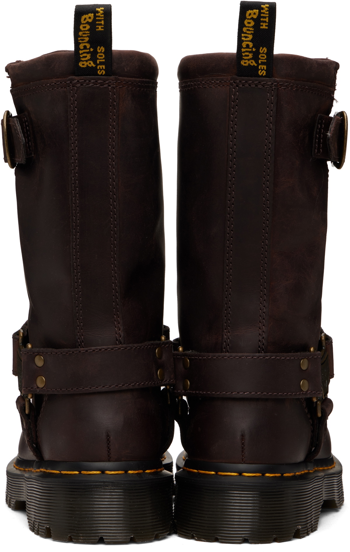 Dr. Martens Brown Anistone Hi Leather Biker Boots