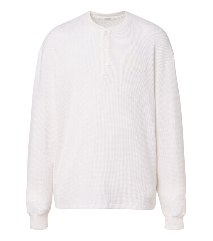 Photo: A.Presse Waffle-knit cotton-blend Henley shirt
