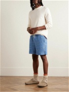 Corridor - Surf Straight-Leg Striped Cotton-Blend Jacquard Drawstring Shorts - Blue