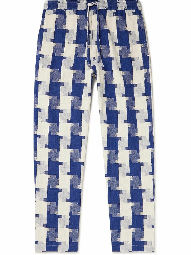 Photo: SMR Days - Malibu Straight-Leg Organic Cotton-Jacquard Drawstring Trousers - Blue
