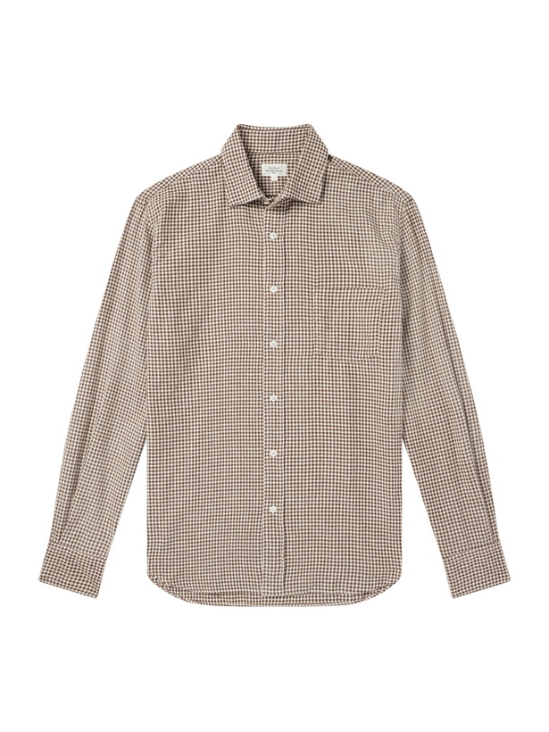 Photo: Hartford - Paul Striped Cotton-Gabardine Shirt - Brown