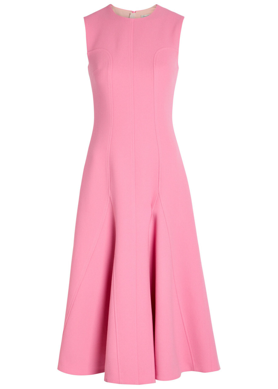 Emilia Wickstead Benicia Wool-crepe Midi Dress Pink
