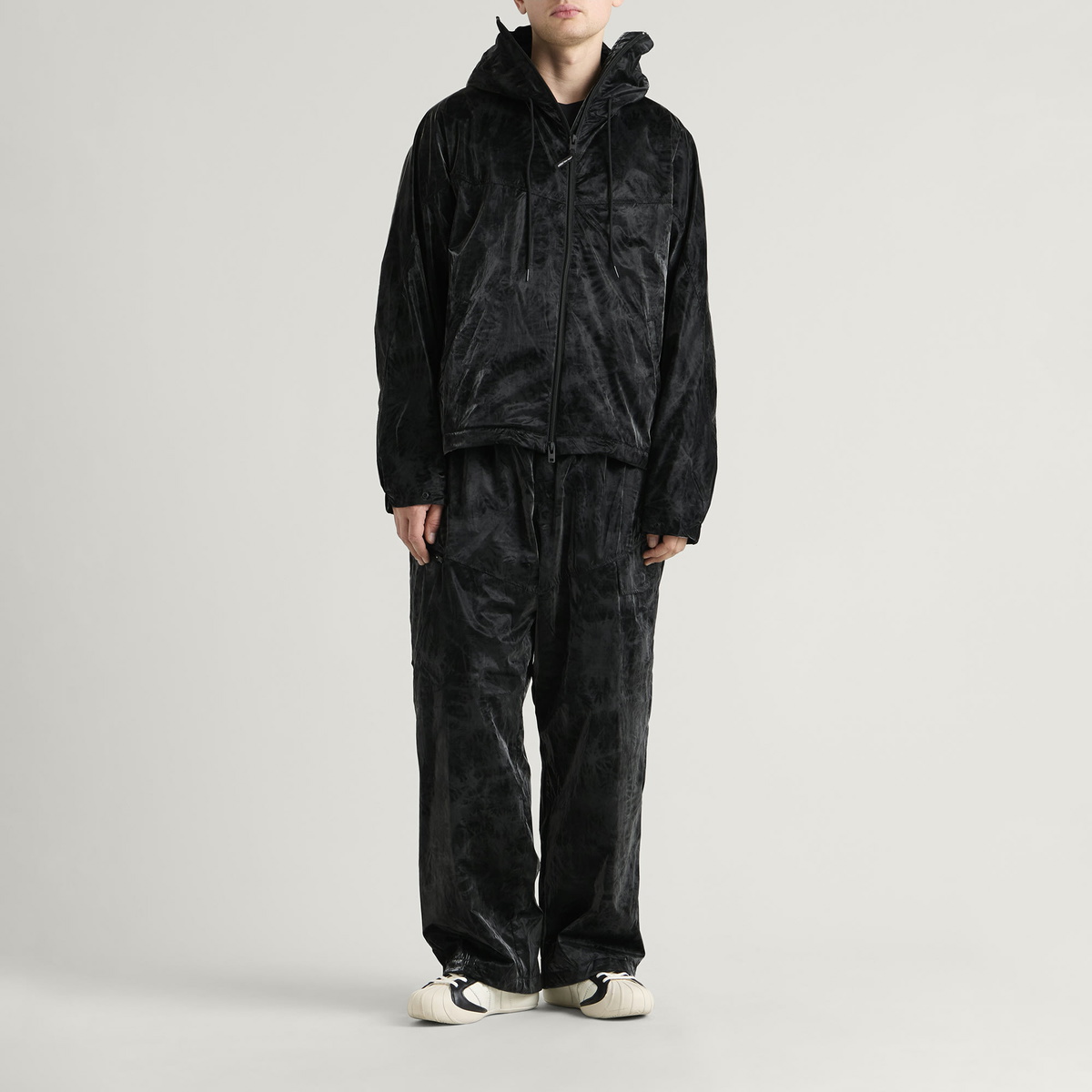 Y-3 Men's Marble Nylon Hoodied Coat in Black