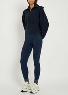 Varley Maura Ribbed Half-zip Knit Sweatshirt Navy