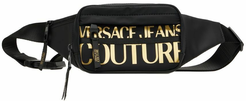 omfatte Barcelona paritet Versace Jeans Couture Black & Gold Logo Couture Belt Bag Versace