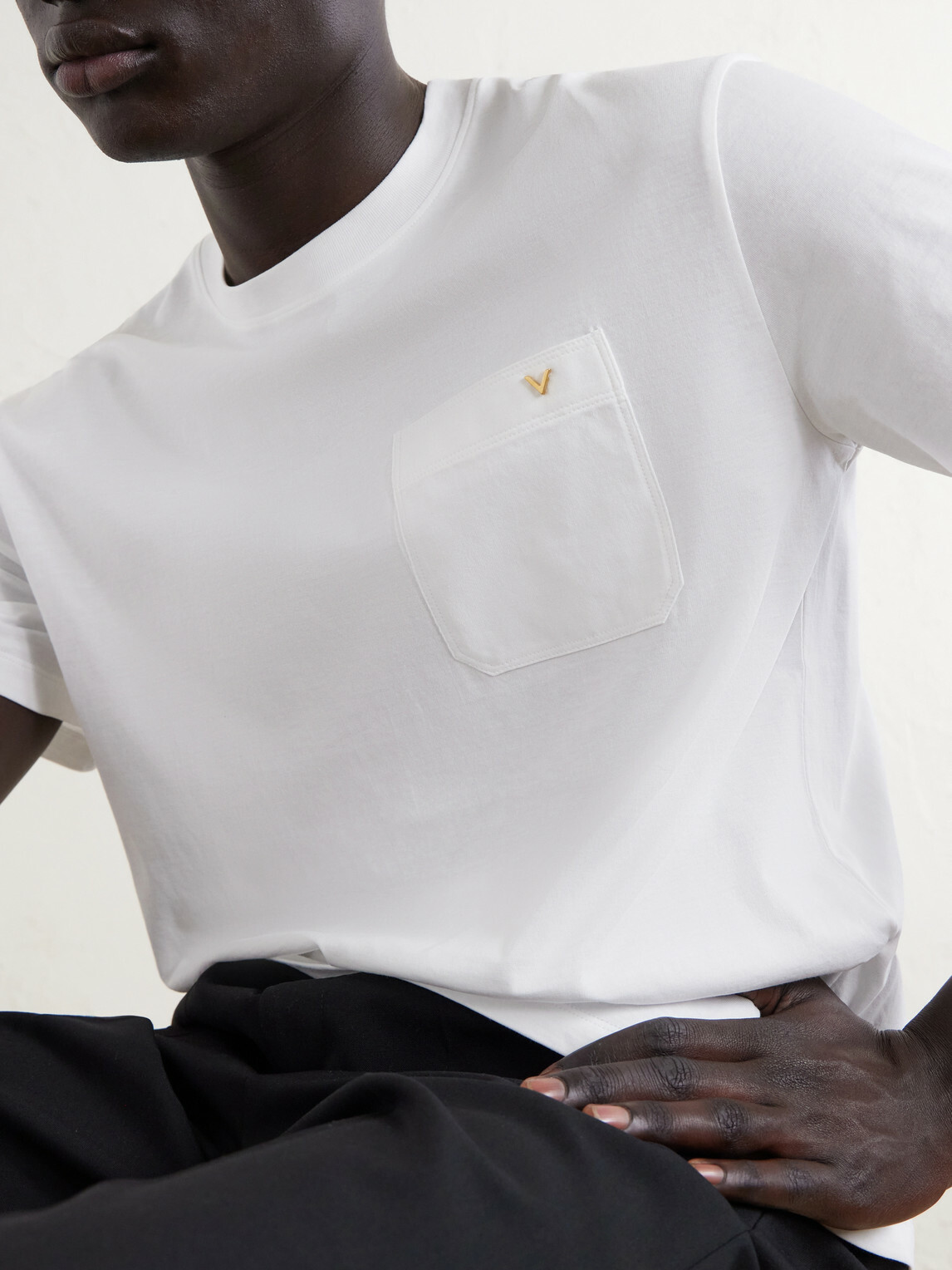 Valentino Garavani - VGold Cotton-Jersey T-Shirt - White
