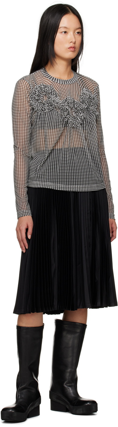 Noir Kei Ninomiya: Women's Sheer Long Sleeve Top (Black