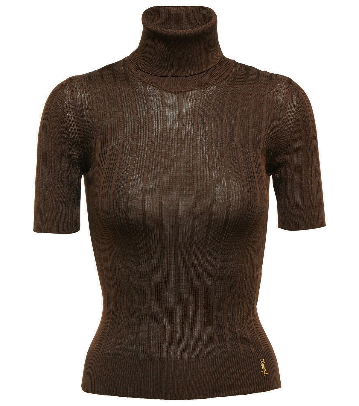 Saint Laurent - Ribbed-knit turtleneck silk top Saint Laurent