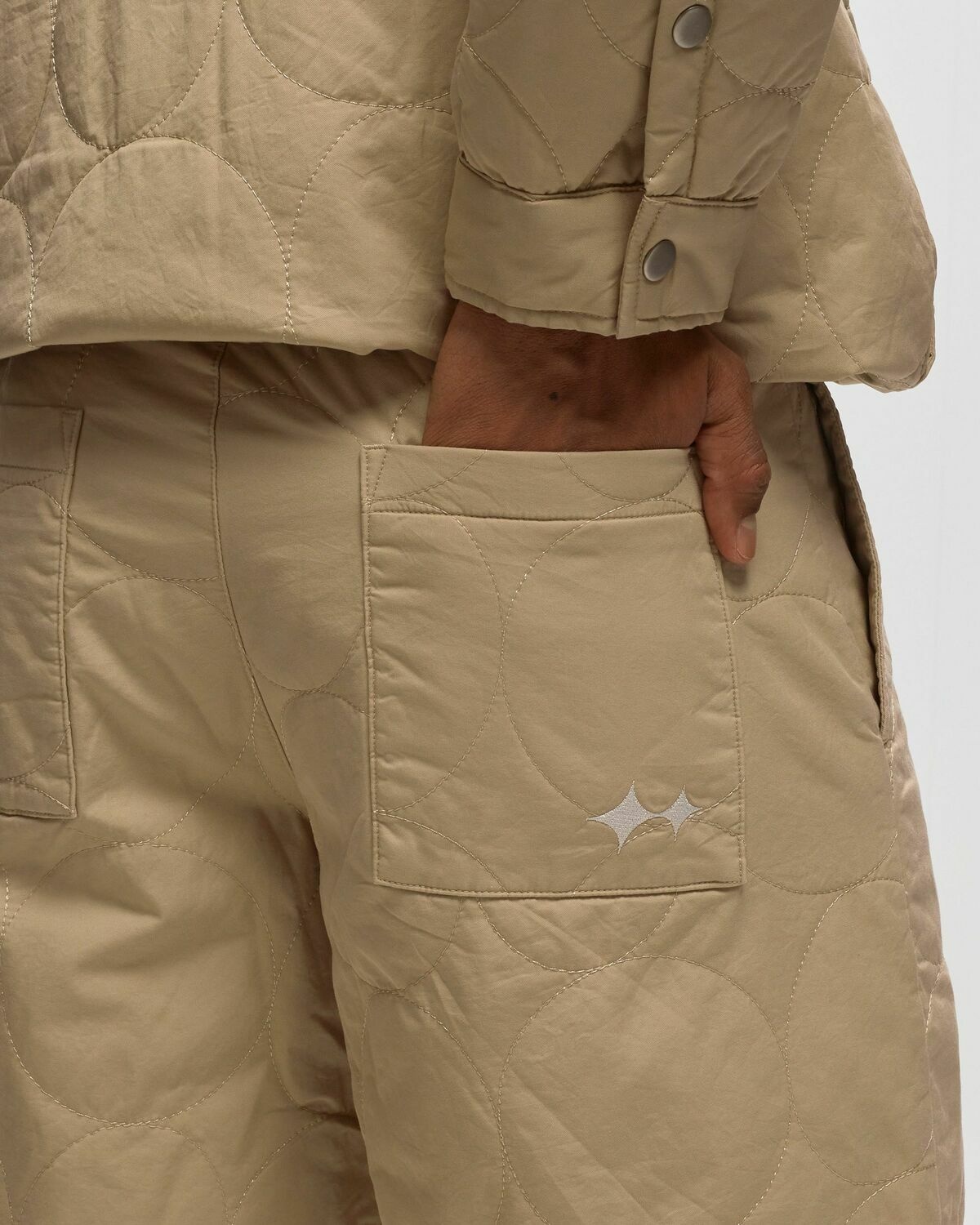 Bstn Brand Logo Pattern Quilted Shorts Beige - Mens - Casual Shorts