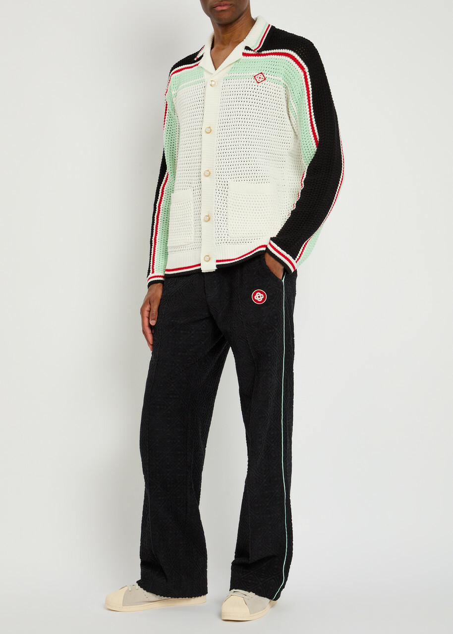 Casablanca Monogram-jacquard Towelling Cotton-blend Sweatpants Black