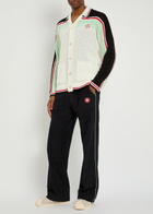 Casablanca Monogram-jacquard Towelling Cotton-blend Sweatpants Black