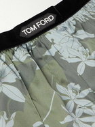 TOM FORD - Straight-Leg Velvet-Trimmed Floral-Print Silk-Blend Pyjama Trousers - Green