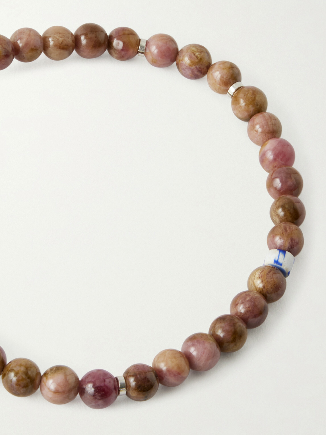 Mikia - Circle8 Sterling Silver, Tourmaline Cat's Eye and Charoite Beaded Bracelet - Brown