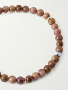Mikia - Circle8 Sterling Silver, Tourmaline Cat's Eye and Charoite Beaded Bracelet - Brown