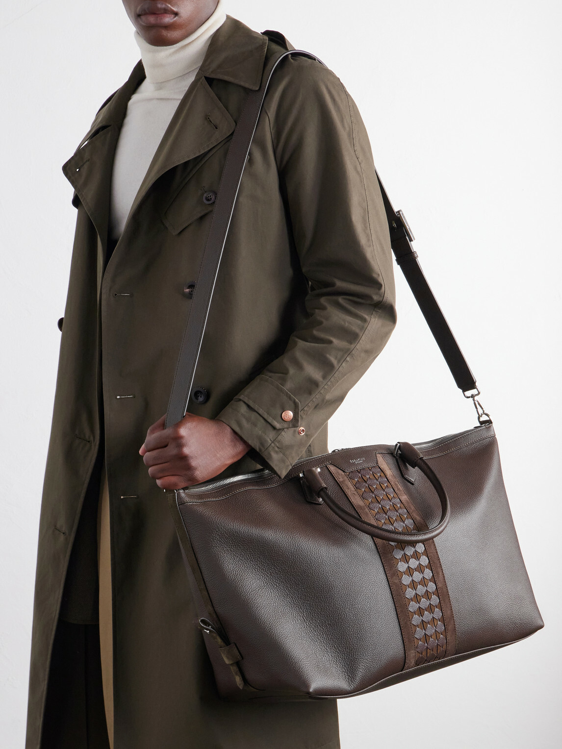 Serapian - Mosaico-detailed Leather Weekend Bag