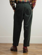 Beams Plus - Cropped Pleated Cotton-Corduroy Trousers - Gray