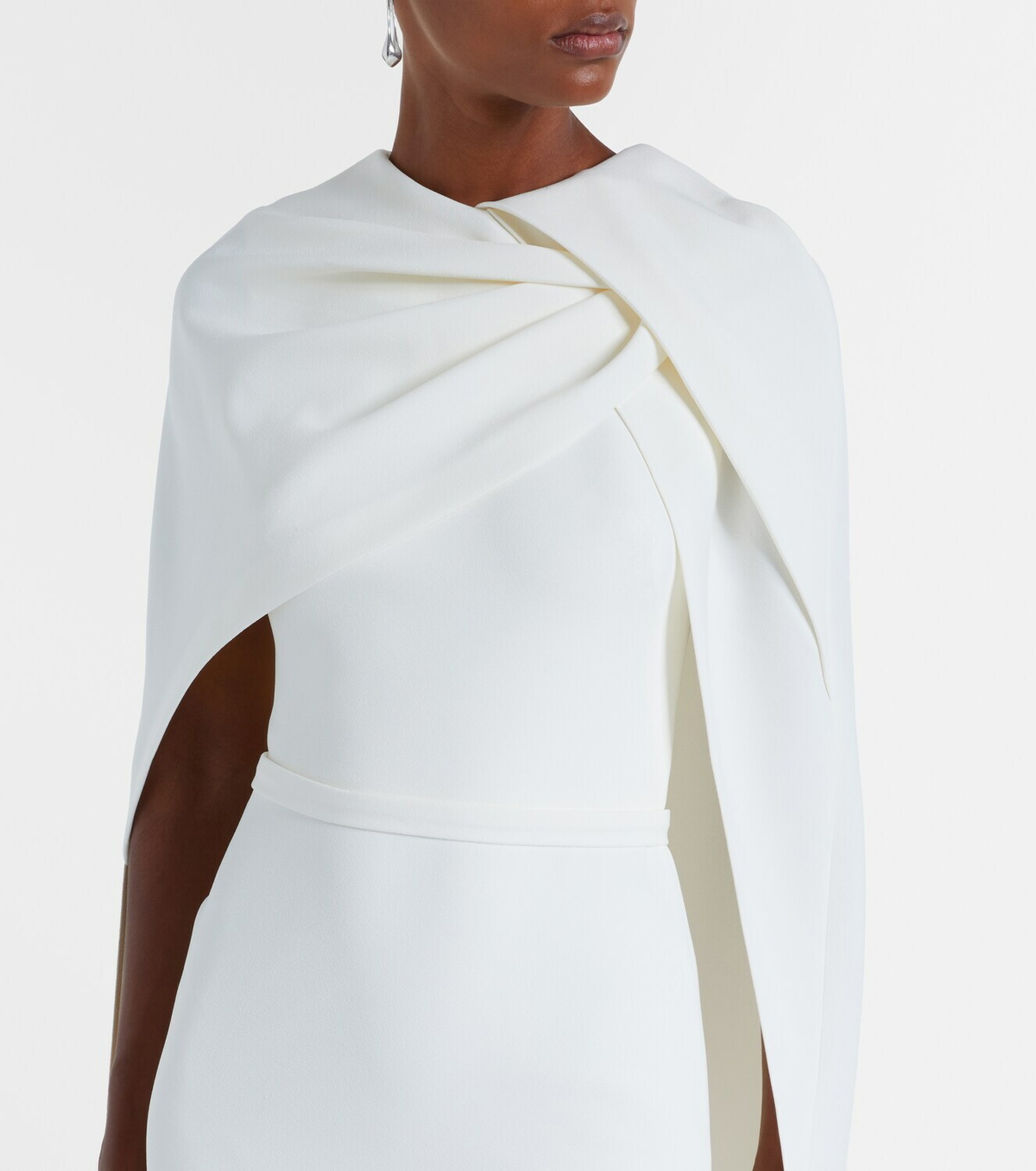 Safiyaa Bridal Oria caped crêpe midi dress