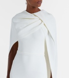 Safiyaa Bridal Oria caped crêpe midi dress