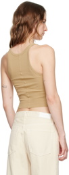 Re/Done Beige Hanes Edition Cropped Ribbed Tank Top
