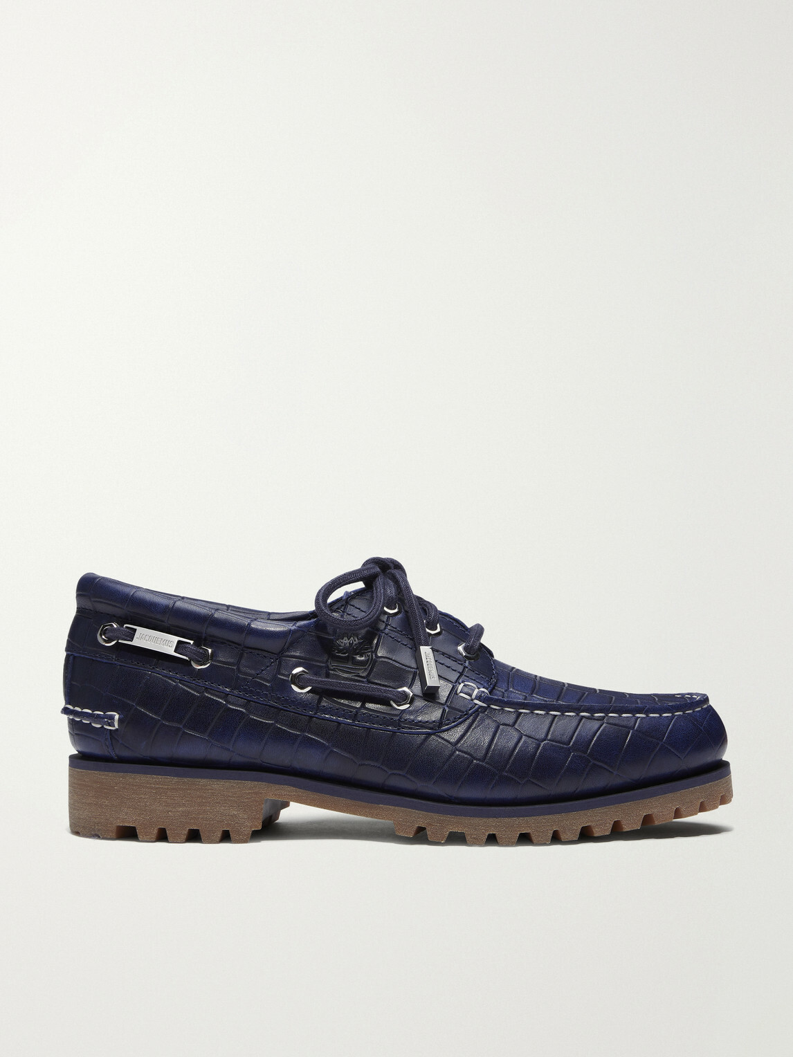 Timberland - Jacquemus Croc-Effect Leather Boat Shoes - Blue