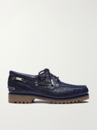 Timberland - Jacquemus Croc-Effect Leather Boat Shoes - Blue