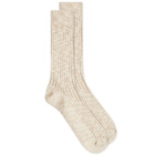Birkenstock Cotton Slub Sock in Beige/White