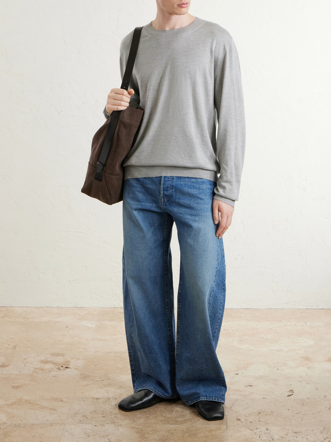The Elder Statesman - Libeccio Wool, Silk and Linen-Blend Sweater - Gray