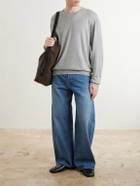 The Elder Statesman - Libeccio Wool, Silk and Linen-Blend Sweater - Gray