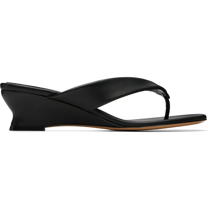 Photo: Le Monde Beryl Black Micro Wedge Thong Heeled Sandals