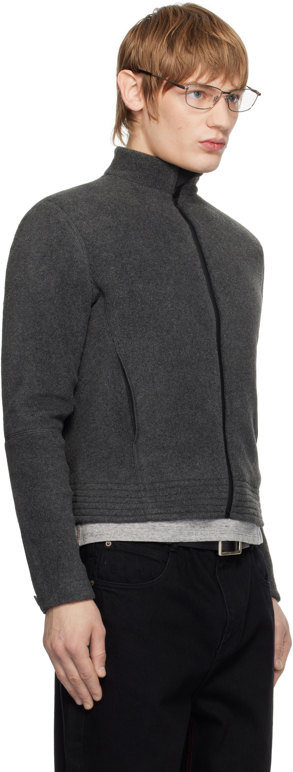 Fax Copy Express Gray Fleece Zip-Up Jacket