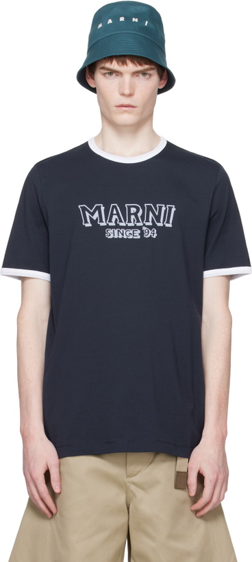 Photo: Marni Navy Cotton Contrast Trims T-shirt