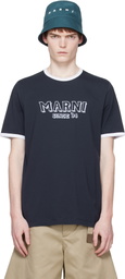 Marni Navy Cotton Contrast Trims T-shirt