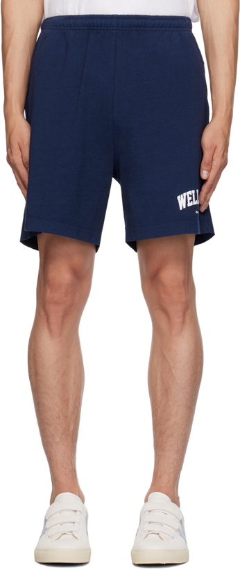 Photo: Sporty & Rich Navy 'Wellness' Ivy Shorts