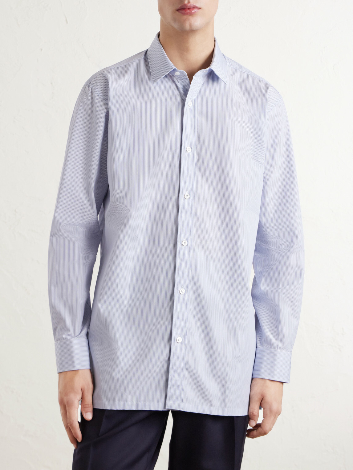 Charvet - Striped Cotton-Twill Shirt - Blue