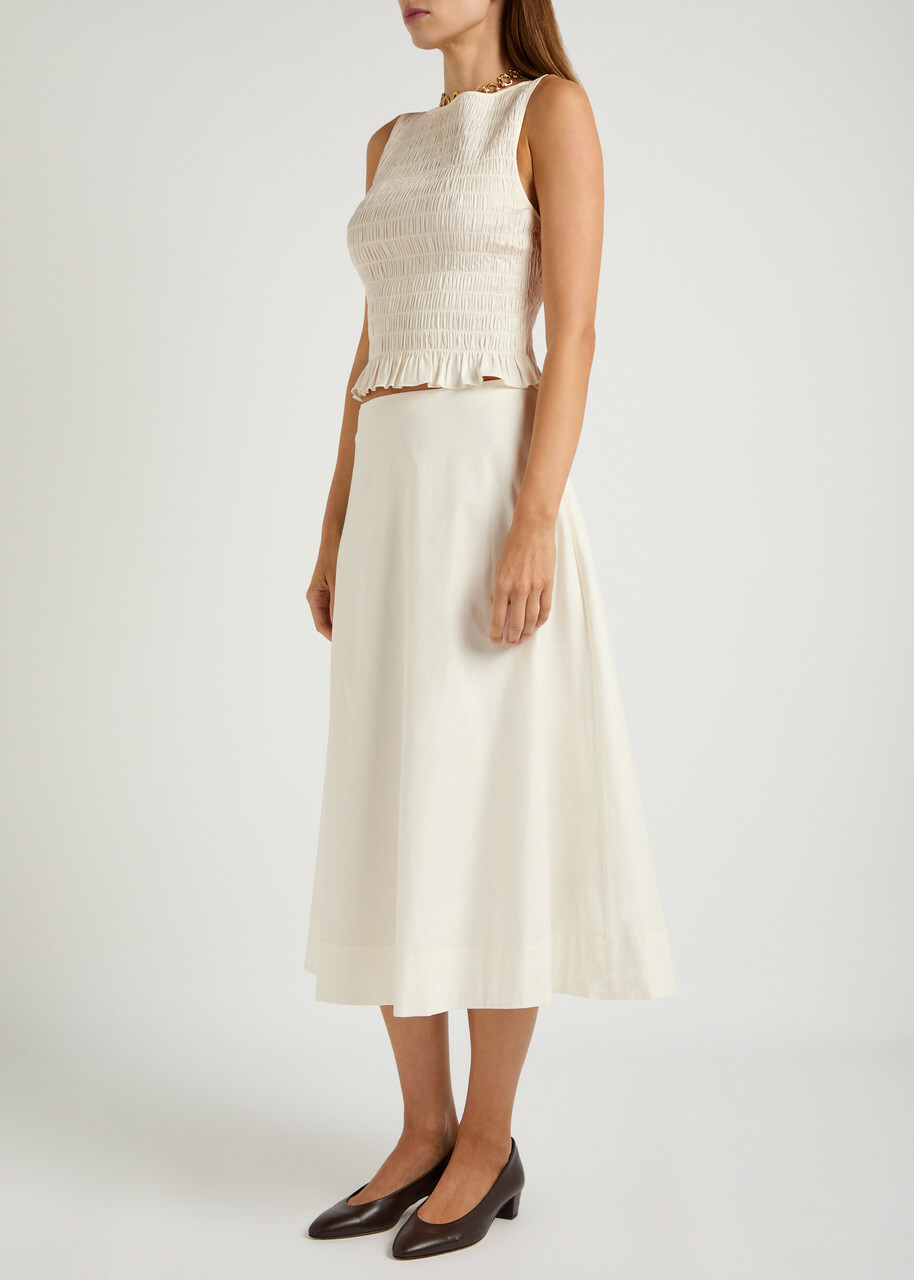 Reformation Laguna Stretch-cotton top and Midi Skirt set White