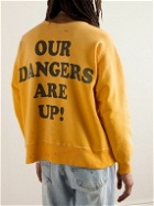 SAINT Mxxxxxx - Distressed Printed Cotton-Jersey Sweatshirt - Yellow