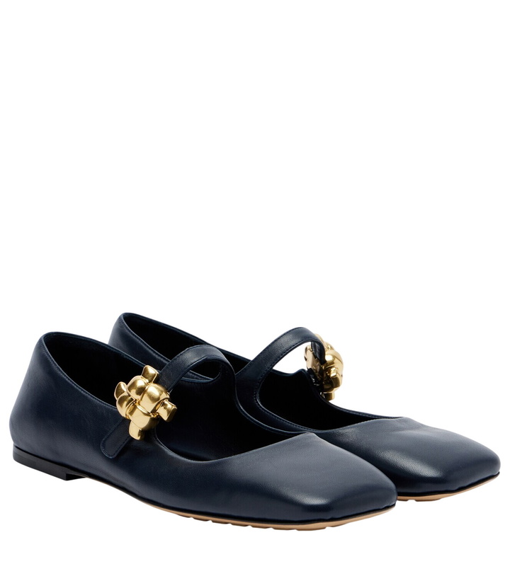 Photo: Bottega Veneta Lucy embellished leather Mary Jane flats