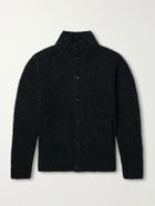 N.PEAL - Shearling-Trimmed Cashmere Cardigan - Gray